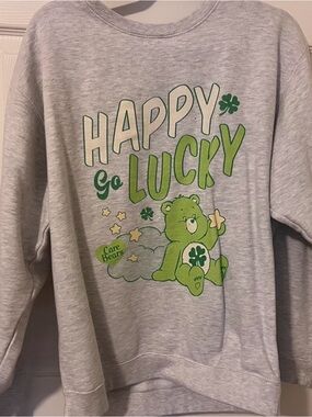 Care Bears Grey Sweatshirt with Green Bear Graphic